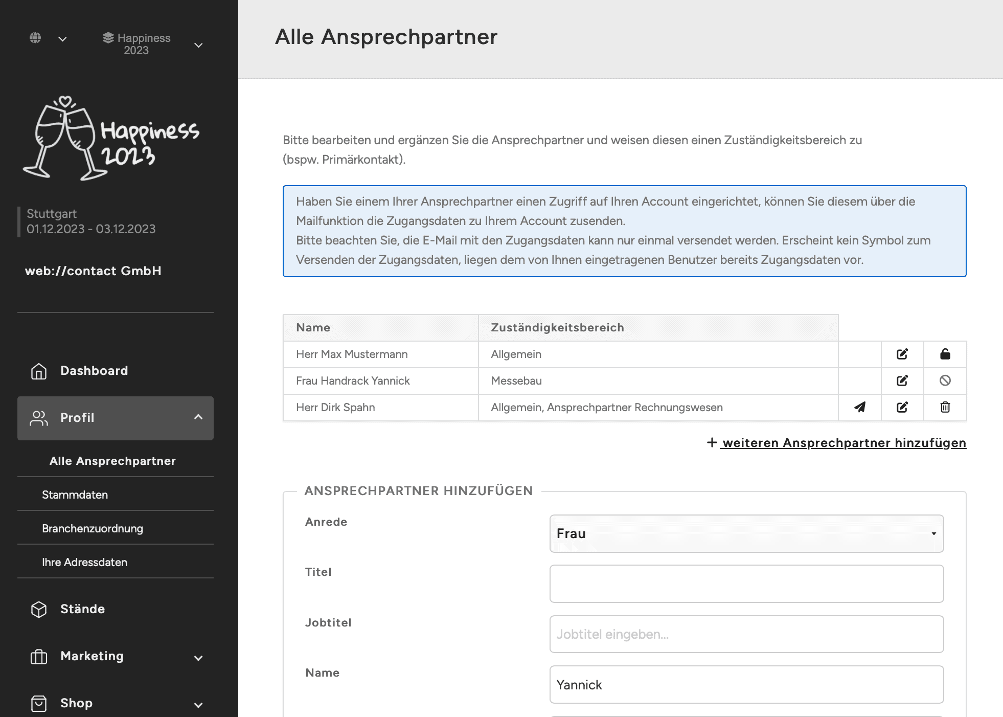 Modul Ansprechpartner