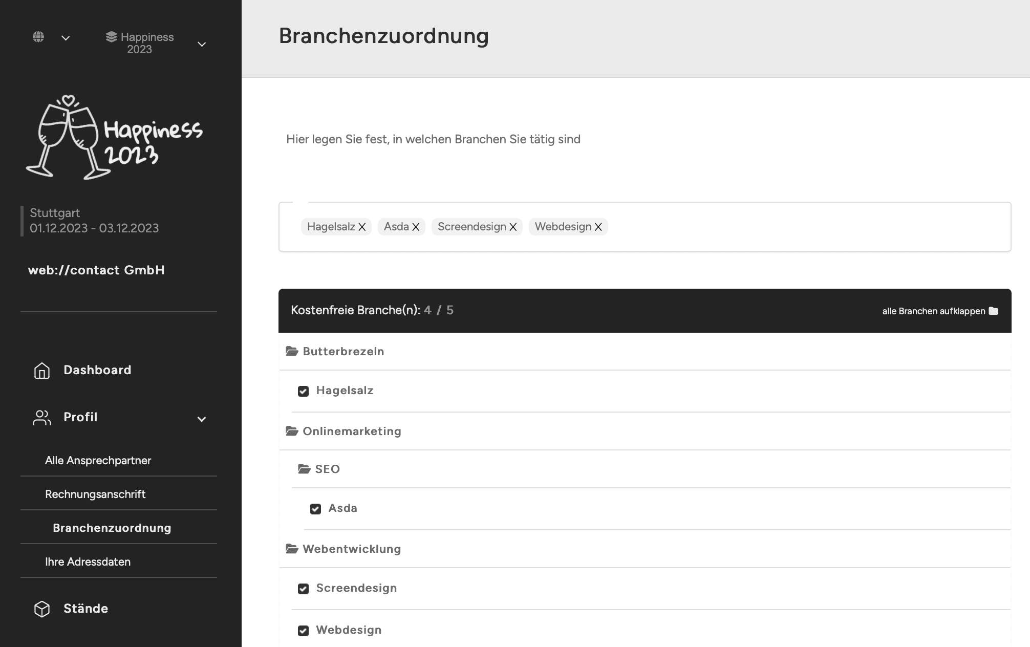 Modul Branchenzuordnung
